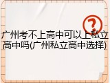 广州考不上高中可以上私立高中吗(广州私立高中选择)