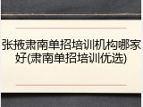 张掖肃南单招培训机构哪家好(肃南单招培训优选)