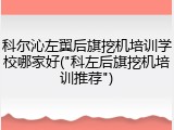 科尔沁左翼后旗挖机培训学校哪家好("科左后旗挖机培训推荐")