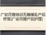 广安月嫂培训无痛催乳产后修复(广安月嫂产后护理)
