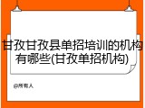 甘孜甘孜县单招培训的机构有哪些(甘孜单招机构)