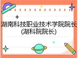 湖南科技职业技术学院院长(湖科院院长)