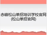 赤峰松山单招培训学校官网(松山单招官网)