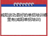 咸阳武功县好的单招培训哪里有(咸阳单招培训)