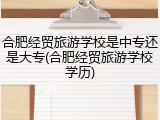合肥经贸旅游学校是中专还是大专(合肥经贸旅游学校学历)