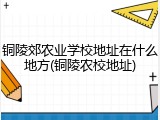 铜陵郊农业学校地址在什么地方(铜陵农校地址)