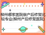 柳州哪家医院做产后修复比较专业(柳州产后修复医院)