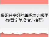 揭阳普宁好的单招培训哪里有(普宁单招培训推荐)