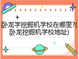 卧龙学挖掘机学校在哪里?(卧龙挖掘机学校地址)