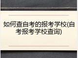 如何查自考的报考学校(自考报考学校查询)