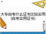 大专自考什么证书比较实用(自考实用证书)