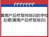 黄南产后修复师培训的学校在哪(黄南产后修复培训)