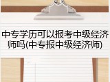 中专学历可以报考中级经济师吗(中专报中级经济师)