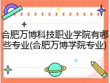 合肥万博科技职业学院有哪些专业(合肥万博学院专业)