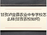甘孜泸定县农业中专学校怎么样(甘孜农校如何)