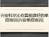 兴安科尔沁右翼前旗好的单招培训(兴安单招培训)