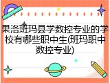 果洛班玛县学数控专业的学校有哪些职中生(班玛职中数控专业)