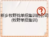 新乡牧野找单招集训的公司(牧野单招集训)