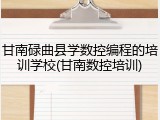 甘南碌曲县学数控编程的培训学校(甘南数控培训)