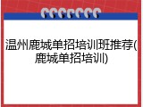 温州鹿城单招培训班推荐(鹿城单招培训)