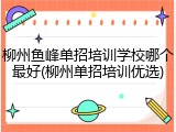 柳州鱼峰单招培训学校哪个最好(柳州单招培训优选)