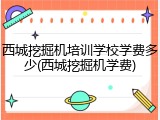 西城挖掘机培训学校学费多少(西城挖掘机学费)