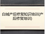 白城产后修复知识培训(产后修复培训)