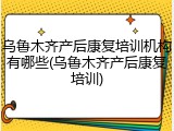 乌鲁木齐产后康复培训机构有哪些(乌鲁木齐产后康复培训)