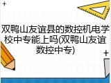 双鸭山友谊县的数控机电学校中专能上吗(双鸭山友谊数控中专)