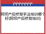 阿坝产后修复手法培训哪个好(阿坝产后修复培训)