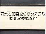 丽水松阳县农校多少分录取(松阳农校录取分)