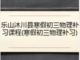 乐山沐川县寒假初三物理补习课程(寒假初三物理补习)