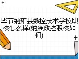毕节纳雍县数控技术学校职校怎么样(纳雍数控职校如何)
