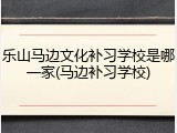 乐山马边文化补习学校是哪一家(马边补习学校)