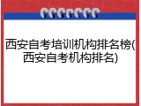 西安自考培训机构排名榜(西安自考机构排名)