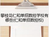 攀枝花仁和单招数控学校有哪些(仁和单招数控校)