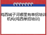 鸡西城子河哪里有单招培训机构(鸡西单招培训)