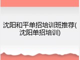 沈阳和平单招培训班推荐(沈阳单招培训)