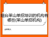 烟台莱山单招培训的机构有哪些(莱山单招机构)