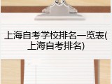 上海自考学校排名一览表(上海自考排名)