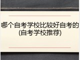 哪个自考学校比较好自考的(自考学校推荐)