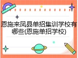 恩施来凤县单招集训学校有哪些(恩施单招学校)