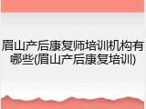 眉山产后康复师培训机构有哪些(眉山产后康复培训)