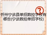 忻州宁武县单招数控学校有哪些(宁武数控单招学校)