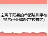 宝鸡千阳县的单招培训学校排名(千阳单招学校排名)