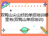 双鸭山尖山好的单招培训哪里有(双鸭山单招培训)