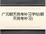 广元朝天高考补习学校(朝天高考补习)