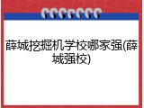 薛城挖掘机学校哪家强(薛城强校)
