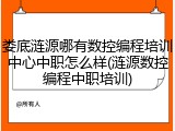 娄底涟源哪有数控编程培训中心中职怎么样(涟源数控编程中职培训)
