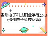 贵州电子科技职业学院公办(贵州电子科技职院)